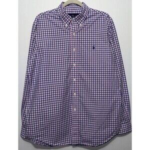Ralph Lauren Shirt Mens L Blue White Plaid Classic Fit Button Down Long Sleeve